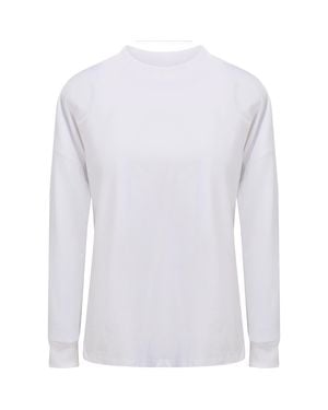 Aspact Cotton Boxy Rib Trim Long Sleeve Sweatshirt - White