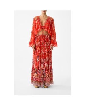 CAMILLA Crop Ruffle Top - Red