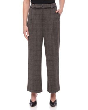 Bagatelle Pleated Plaid Crop Pants - Multicolor
