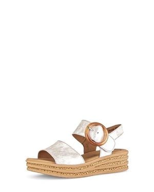 Gabor Ankle Strap Platform Wedge Sandal - Natural