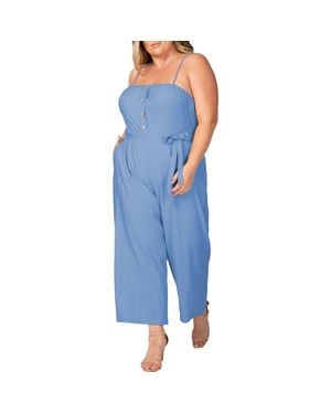 Standards & Practices Tie Waist Sleeveless Wide Leg Jumpsuit - Blue