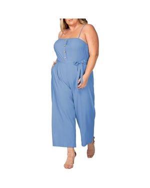 Standards & Practices Tie Waist Sleeveless Wide Leg Jumpsuit - Blue