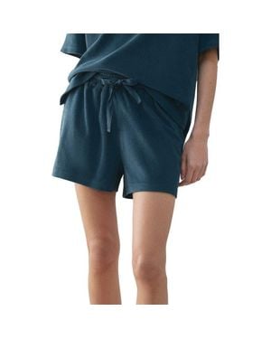 Mango Cotton Blend Terry Shorts - Blue