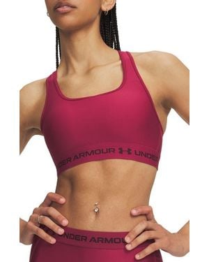 Under Armour Heatgear Mid Cross Back Sports Bra - Red
