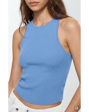 MANGO TEEN Open Back Knit Top - Blue