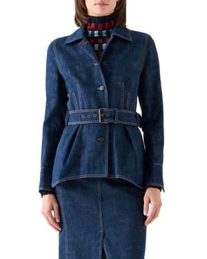 Akris Punto Winter Denim Peplum Jacket - Blue