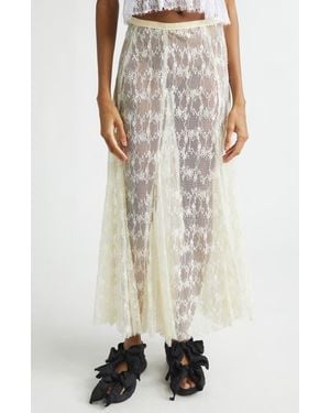 Collina Strada Pamela Sheer Lace Midi Skirt - Natural