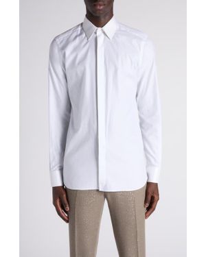 Tom Ford Classic Fit Cotton & Silk Serge Button-Up Shirt - White