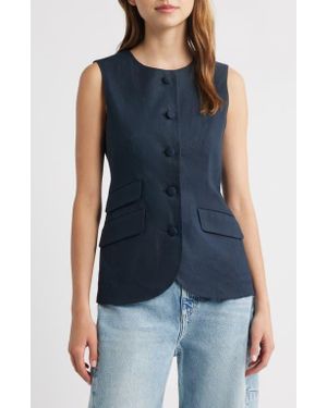 Rag & Bone Slade Linen Blend Vest - Blue