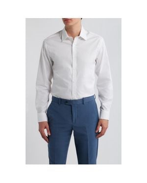 Daniel Hechter Paris Modern Fit Textured Cotton Dress Shirt - Blue