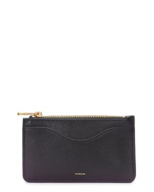 Vince Leather Zip-Top Card Case - Gray