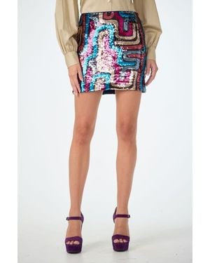 Trina Turk Rico Geometric Sequin Mini Skirt - Blue