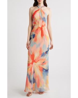 Vince Camuto Sleeveless Chiffon Dress - Orange