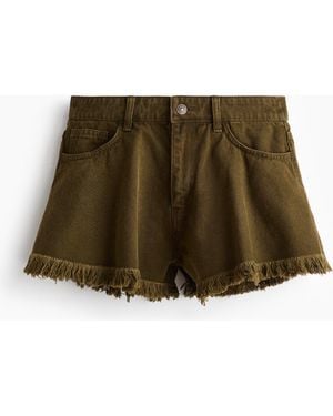 H&M Frayed Denim Shorts - Green