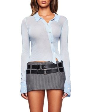I.AM.GIA Davina Asymmetrical Rib Knit Top - White