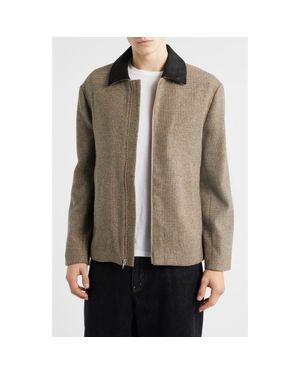 KROST Tweed Wool Blend Zip-Up Jacket - Brown