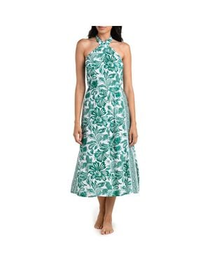 La Blanca Botanical Brocade Fit & Flare Halter Dress - Green