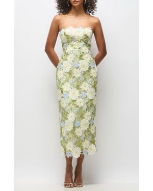 The Dessy Group Alice Floral Appliqué Strapless Cocktail Dress - Green
