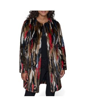 KARL LAGERFELD Multicolored Faux Fur Jacket - Black