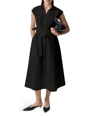 DELUC Imola Tie Waist Sleeveless Shirtdress - Black