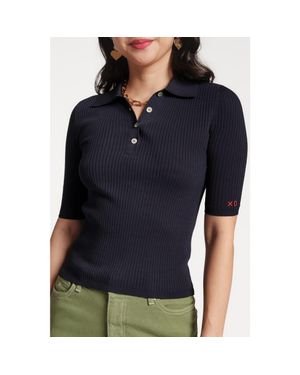 Frances Valentine Krissy Polo Rib Knit - Blue
