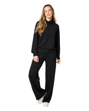 Softies Athleisure Mock Neck And Pleated Pant Set - Blue