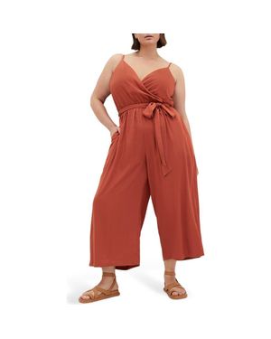 City Chic Lina Belted Jumpsuit - Red