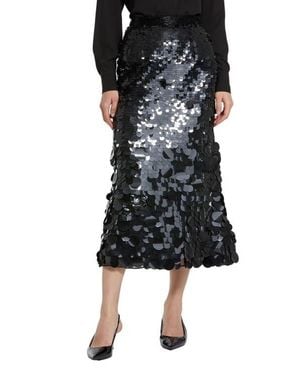 Mac Duggal Paillette Sequin Midi Skirt - Black
