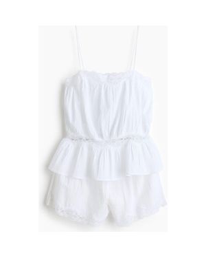 H&M Crinkled Cotton Pajamas - White