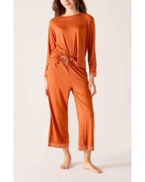 Voyageur by MERSEA Satin Sailor Modal Pajama Set - Orange