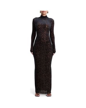 Naked Wardrobe Burnout Long Sleeve Maxi Dress - Black