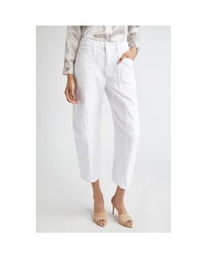 L'Agence Cody High Waist Barrel Leg Rodeo Jeans - White