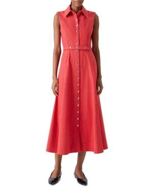 Akris Belted Stretch Denim Shirtdress - Red