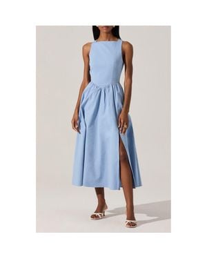 Astr Bow Back A-Line Dress - Blue