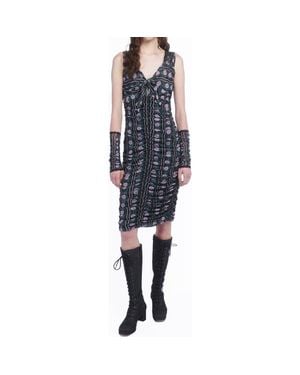 Anna Sui Rosetti Mesh Ruched Tie Dress - Blue