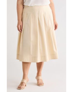 Caslon Stretch Cotton Poplin Midi Skirt - Natural
