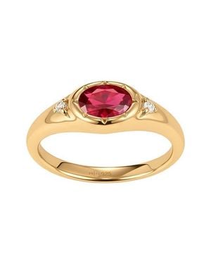 MADE BY MARY Oval Birthstone Signet Ring - Pink