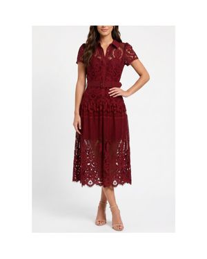 Rachel Roy Jolene Collared Lace Midi Dress