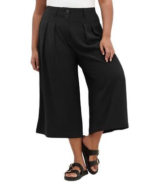 City Chic Abbie Wide Leg Crop Pants - Black