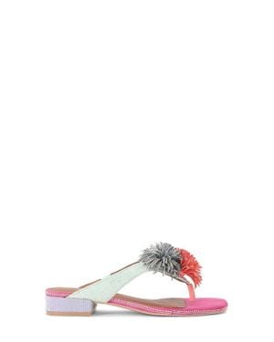 Kurt Geiger Embellished Pom Pom Sandal - Pink