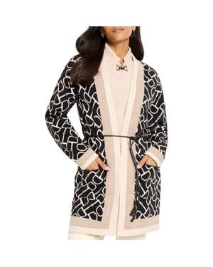 NIC+ZOE Belted Esquestrian Cardigan - Black