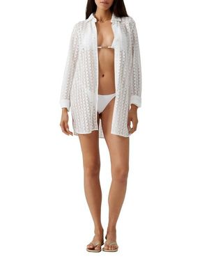 Melissa Odabash Daria Open Stitch Cover-Up Shirtdress - White
