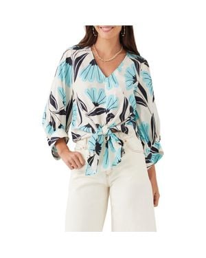 Karen Kane Tie Front Top - Blue