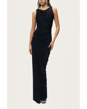 Nocturne Draped Sleeveless Maxi Dress - Blue