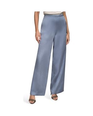 Donna Karan Pull-On Wide Leg Pants - Blue