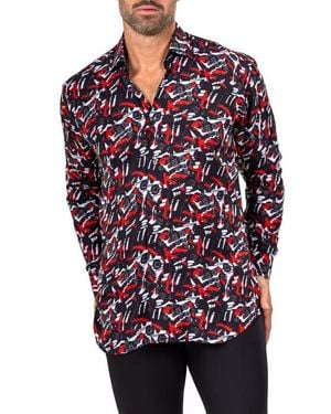 Maceoo Fibonacci Marthyr 0284 Contemporary Fit Button-Up Shirt - Red