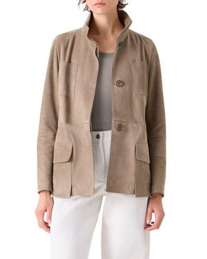 Akris Chianti Suede Jacket - Brown