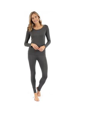Leveret Two-Piece Thermal Long Sleeve Solid Pajamas - Gray