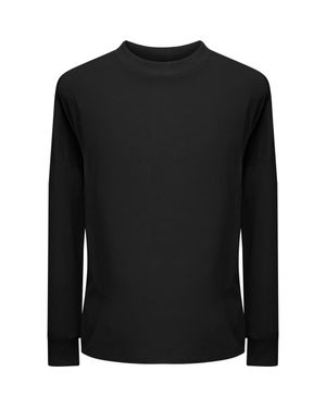 Aspact Cotton Boxy Rib Trim Long Sleeve Sweatshirt - Black