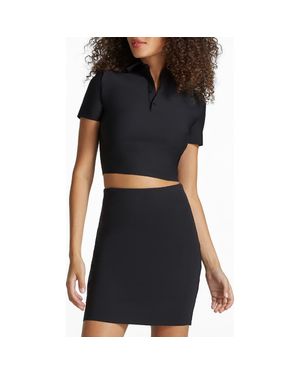 Commando Neoprene Crop Polo - Black